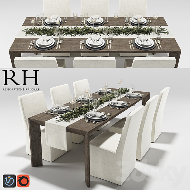 Arles Dining Set 3ds Max - thumbnail 1