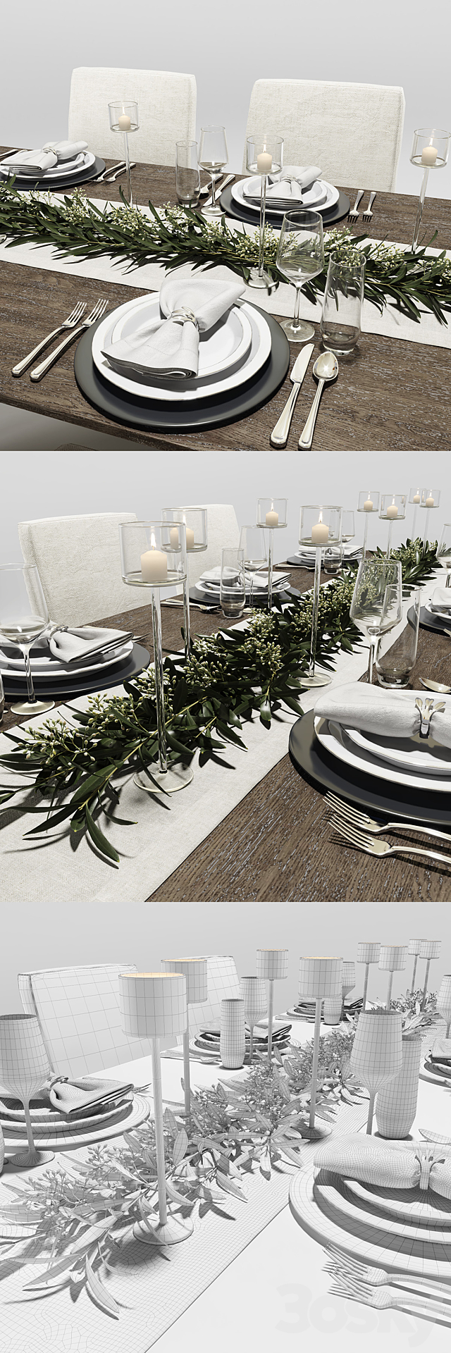 Arles Dining Set 3ds Max - thumbnail 2