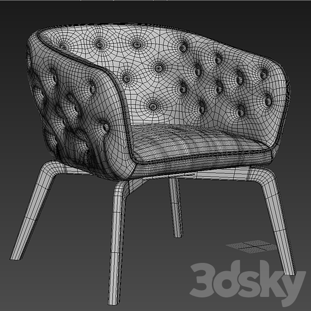 Armchair roche bobois QUADRILLE BRIDGE 3DS Max Model - thumbnail 3