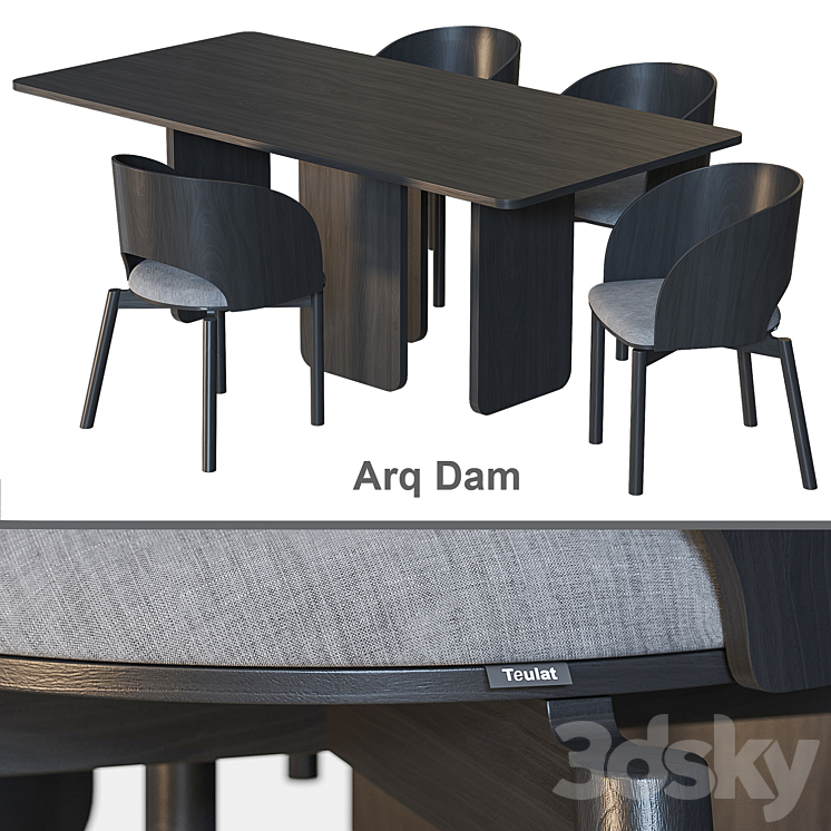 Arq Dam TEULAT Table and chairs 3DS Max Model - thumbnail 3