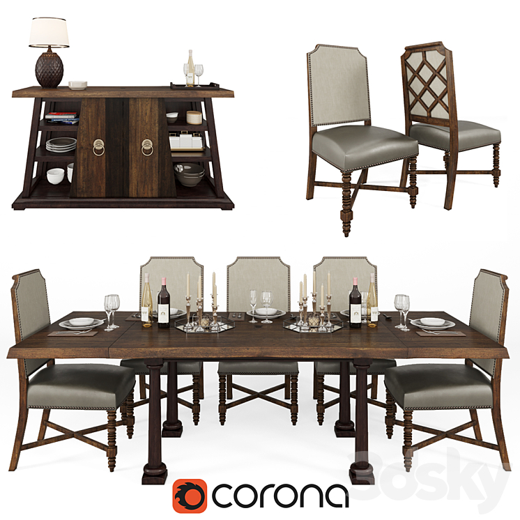 ART Furniture Inc American Chapter Formal Dining Room Group 3DS Max - thumbnail 1