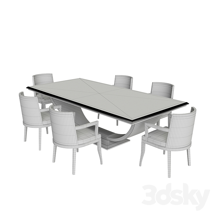 Artdeco Table group 3DS Max Model - thumbnail 2