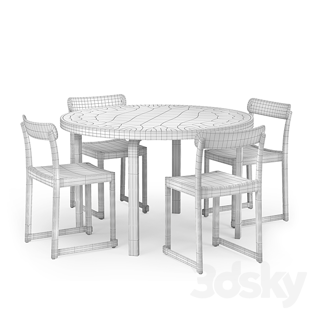 Artek Aalto Table round and Atelier Chair 3DS Max Model - thumbnail 3