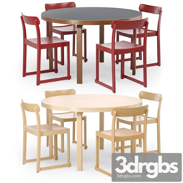 Artek Aalto Table Round And Atelier Chair 3dsmax Download - thumbnail 1