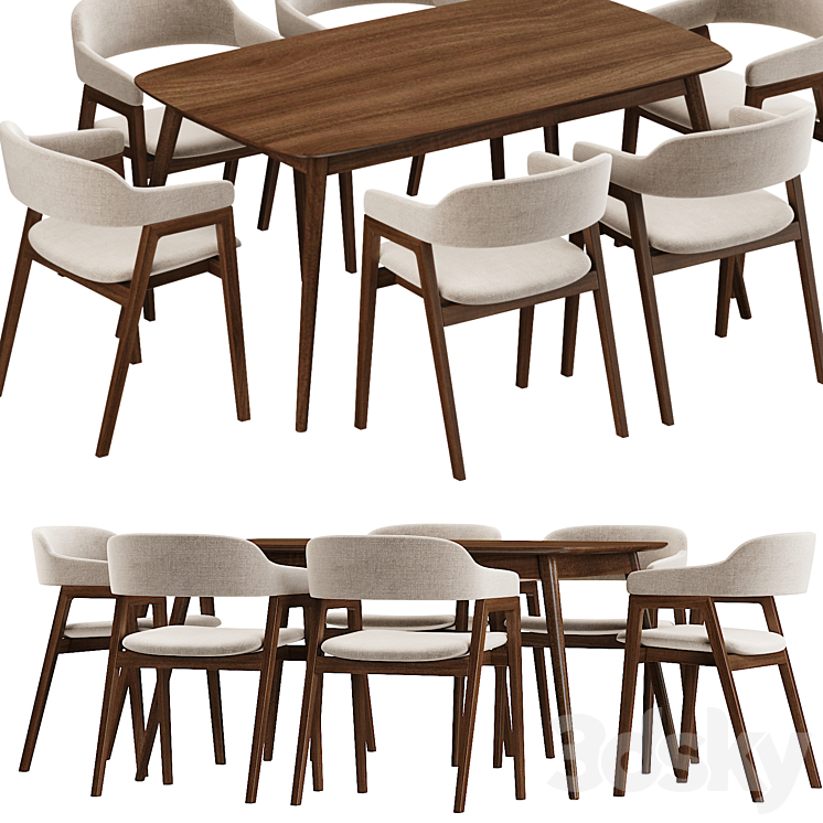 Article Savis Dining Table 3DS Max Model - thumbnail 1