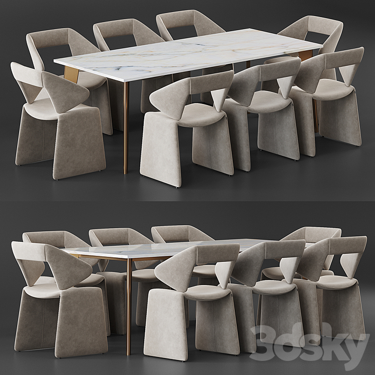 Artifort Suit chair Harper Brass table 3DS Max Model - thumbnail 1