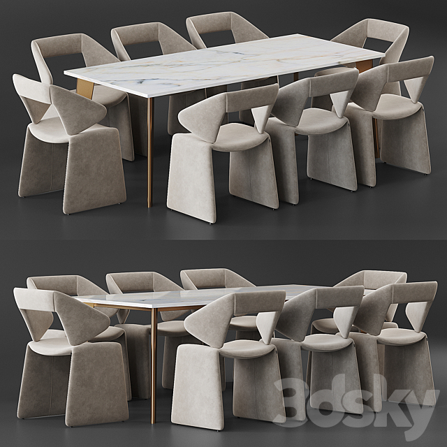 Artifort Suit chair Harper Brass table 3DSMax File - thumbnail 1