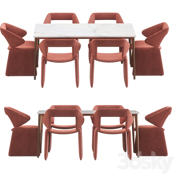 Artifort suit dining table 3DS Max Model - thumbnail 2