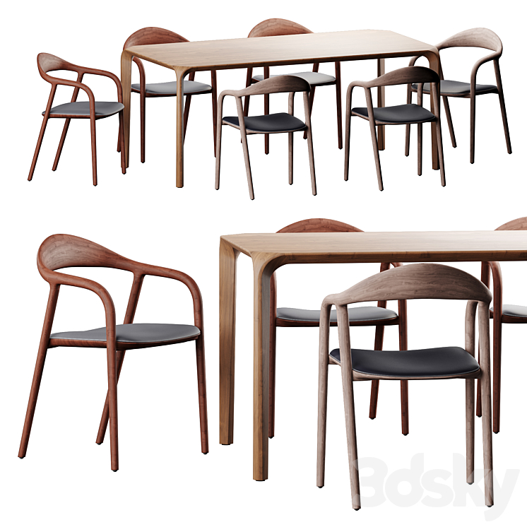 Artisan dining set 3DS Max Model - thumbnail 1