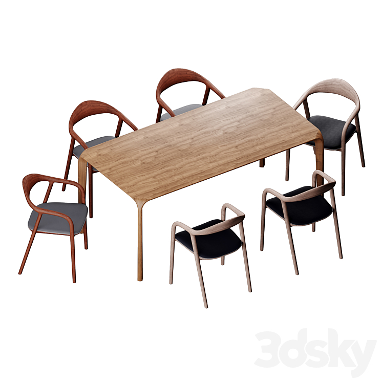 Artisan dining set 3DS Max Model - thumbnail 2