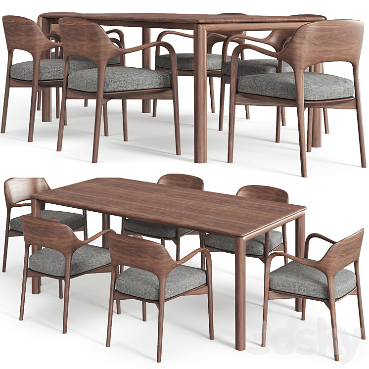 Artisan Neva table and Porada Ella chair 3DS Max Model - thumbnail 2