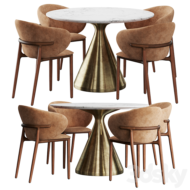 Artisan & West elm Silhouette dining set 3DS Max - thumbnail 1