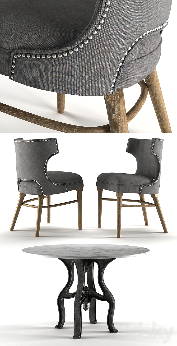 Ashford Task Chair with Hobbs 48'Round Dining Table-marble top 3DS Max - thumbnail 2