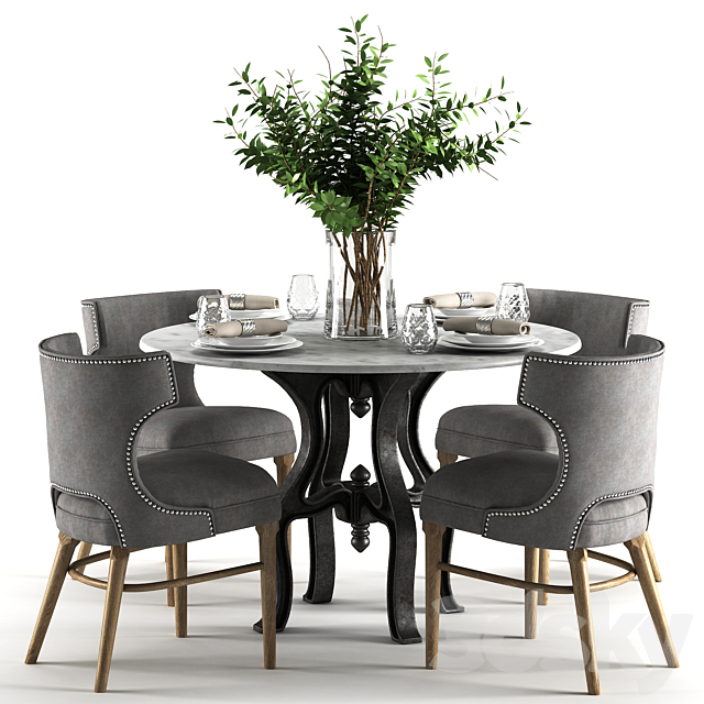 Ashford Task Chair with Hobbs 48’Round Dining Table-marble top 3DSMax File - thumbnail 1