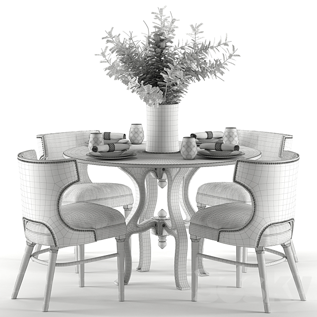 Ashford Task Chair with Hobbs 48’Round Dining Table-marble top 3DSMax File - thumbnail 3