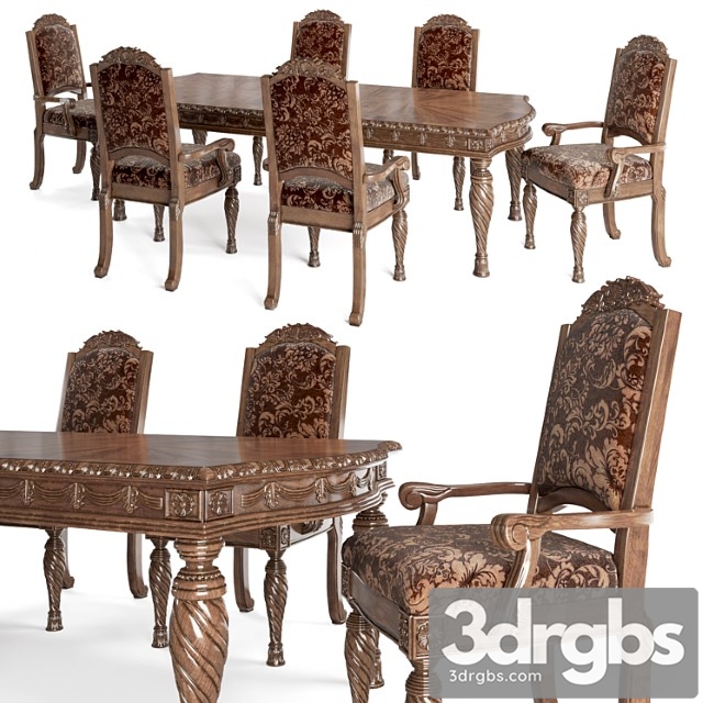 Ashley north shore dining room chair-table 2 3dsmax Download - thumbnail 1