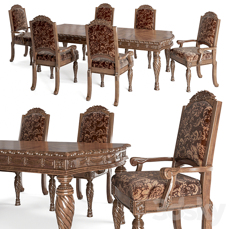 Ashley North Shore Dining Room chair-table 3DS Max - thumbnail 1