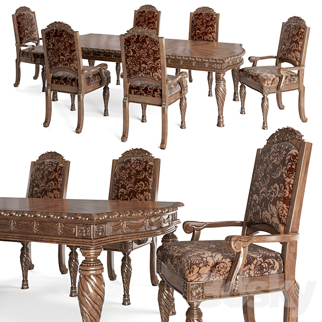 Ashley North Shore Dining Room chair-table 3DSMax File - thumbnail 1