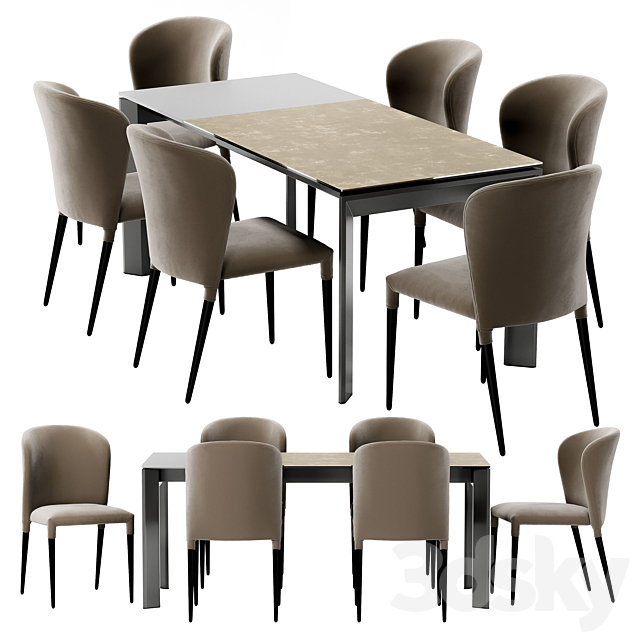 Atta dining table and Avrora chair 3DS Max Model - thumbnail 2