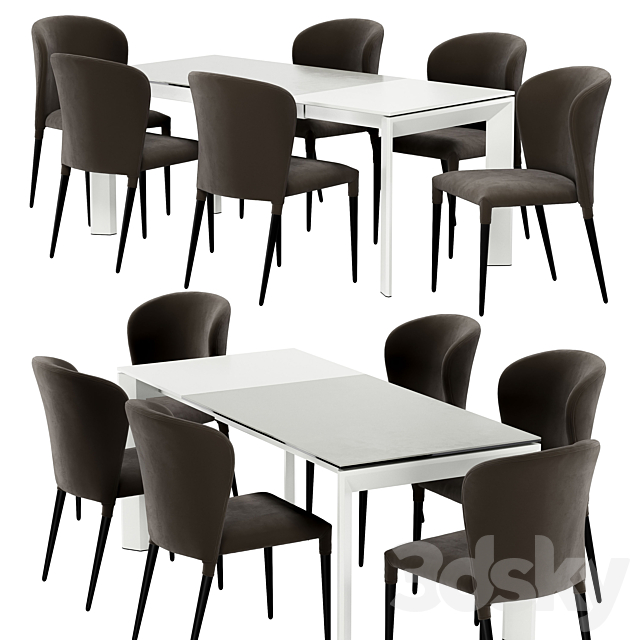 Atta dining table and Avrora chair 3DS Max Model - thumbnail 3