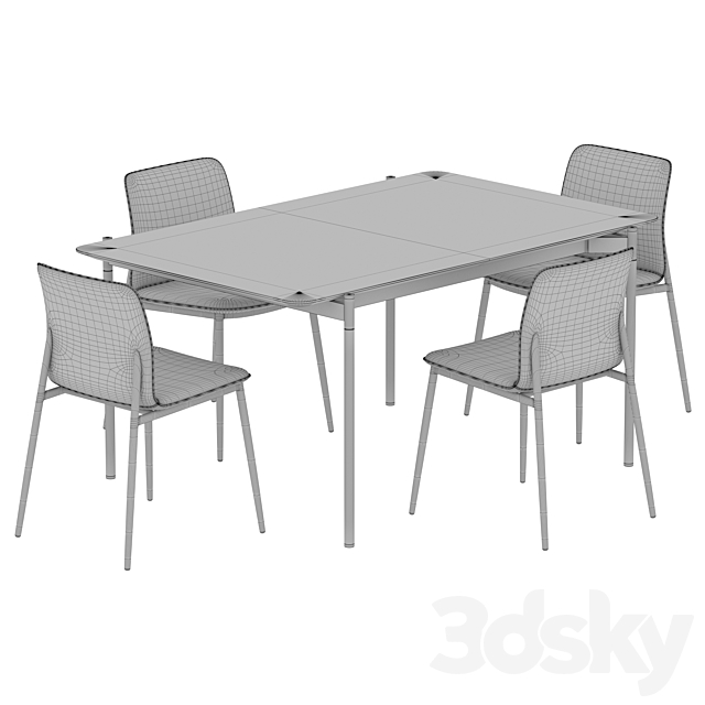 Augusta table Newport chair Boconcept dining set 3DS Max Model - thumbnail 3