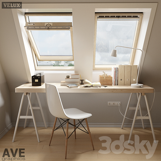 AVE mansard VELUX windows set 3DSMax File - thumbnail 1