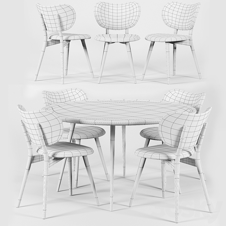 AVE MATER Dining Chair & Accent Oval Lounge Table 3DS Max - thumbnail 2