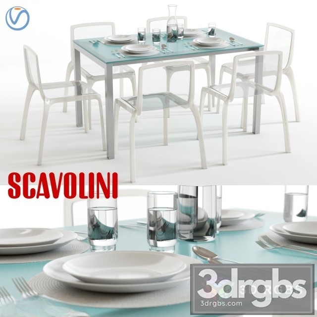 Axel Scavolini  Table and Chair 3dsmax Download - thumbnail 1