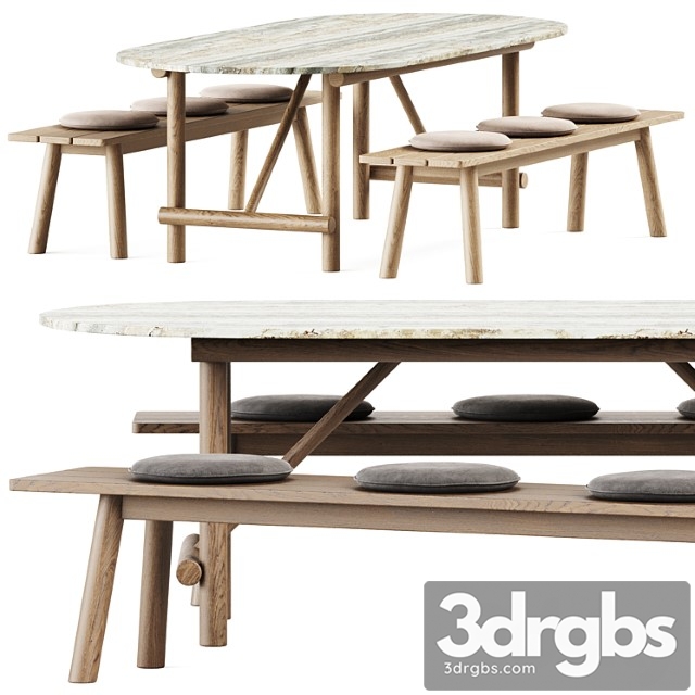 Ayana outdoor table and bull bench by b&b italia - thumbnail 1