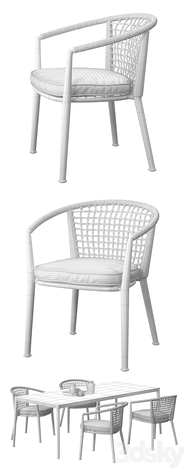 B & B Italia Outdoor ERICA ’19 chairs set 3DSMax File - thumbnail 3