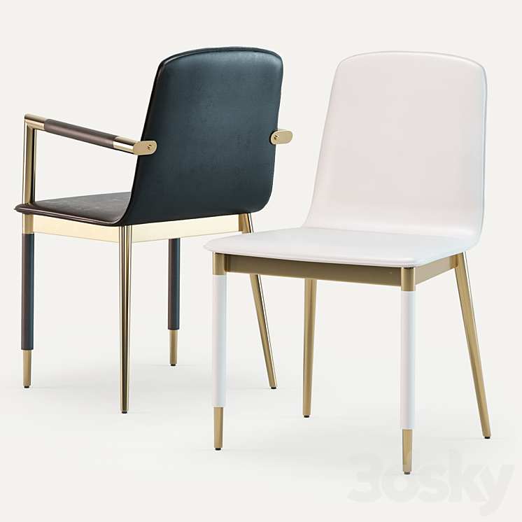 Baker Folio chair & Bezel dining table 3DS Max - thumbnail 2