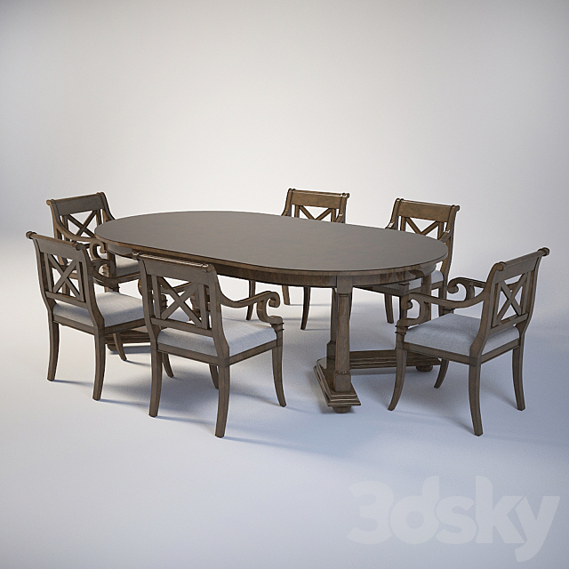 Baker Milling Road Dinning Set 3ds Max - thumbnail 1