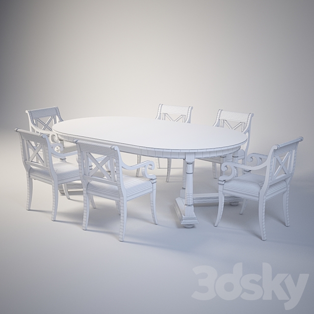 Baker Milling Road Dinning Set 3ds Max - thumbnail 2