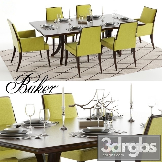 Baker Vienna Abrazo Table and Chair 3dsmax Download - thumbnail 1