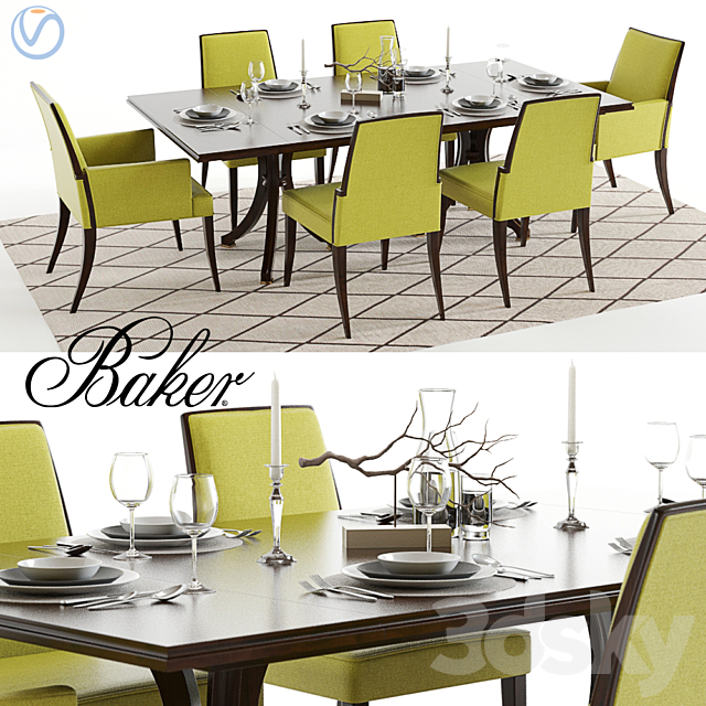 Baker Vienna Table and Abrazo Chairs 3DS Max Model - thumbnail 1