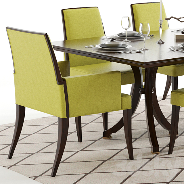 Baker Vienna Table and Abrazo Chairs 3DS Max Model - thumbnail 2