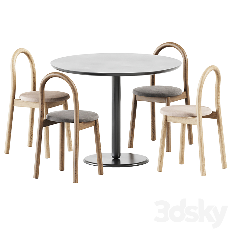 Balance Table by Calligaris and Bobby Upholstered Chair by DesignByThem 3DS Max Model - thumbnail 1