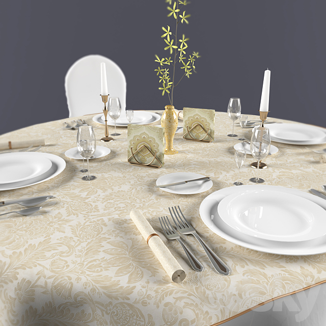 banquet chair 3DS Max Model - thumbnail 2