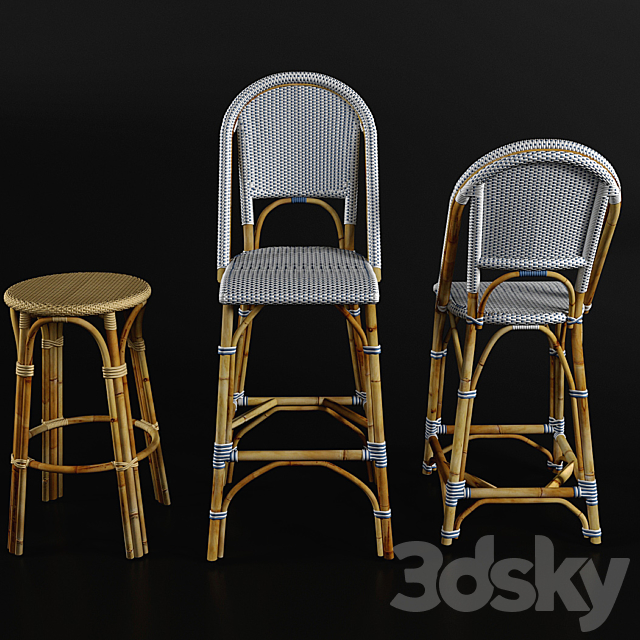 Bar counter dinning chair and tables 3DS Max Model - thumbnail 2