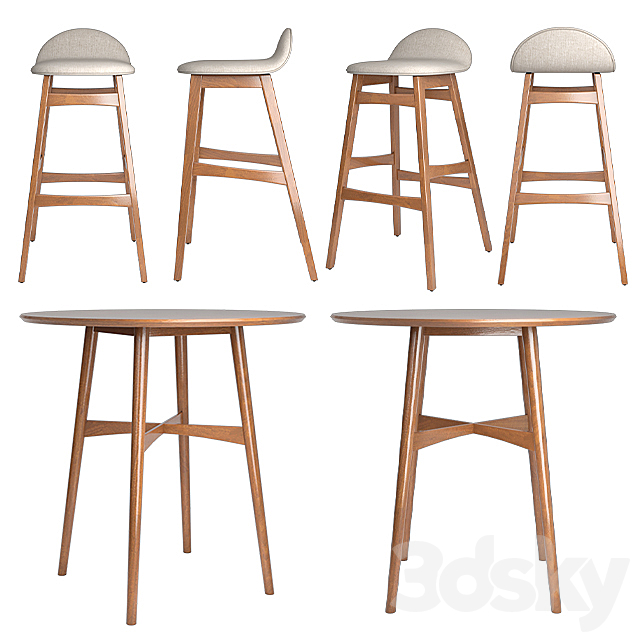 Bar Stool Miriam 3DS Max Model - thumbnail 2