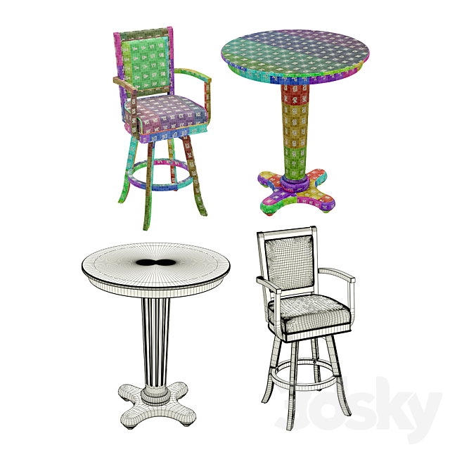 Bar table and chair 3DSMax File - thumbnail 5