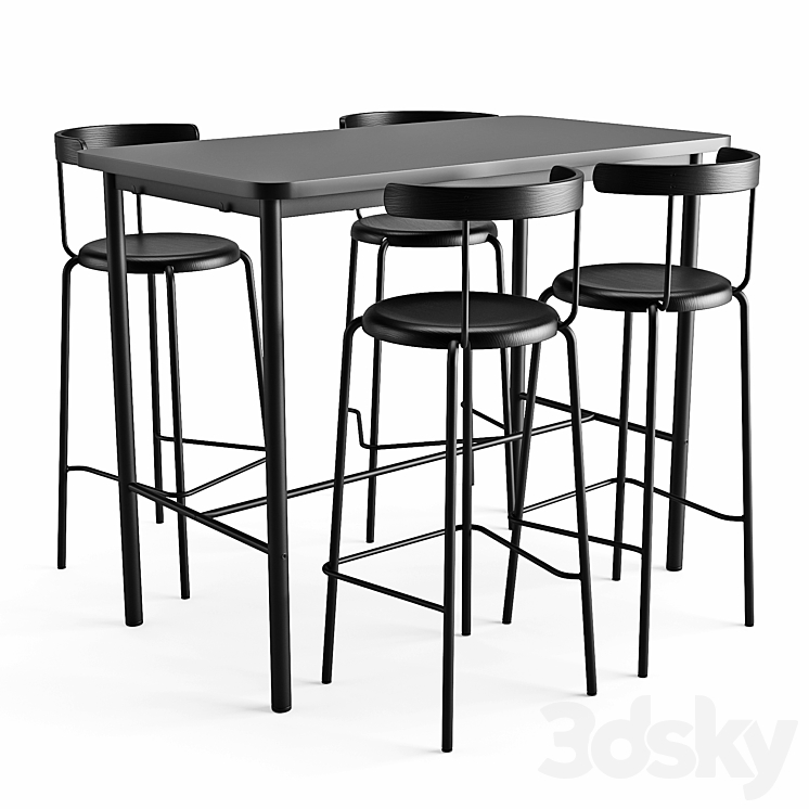 Bar table and chair Tymmaryd Yngvar 3DS Max - thumbnail 1