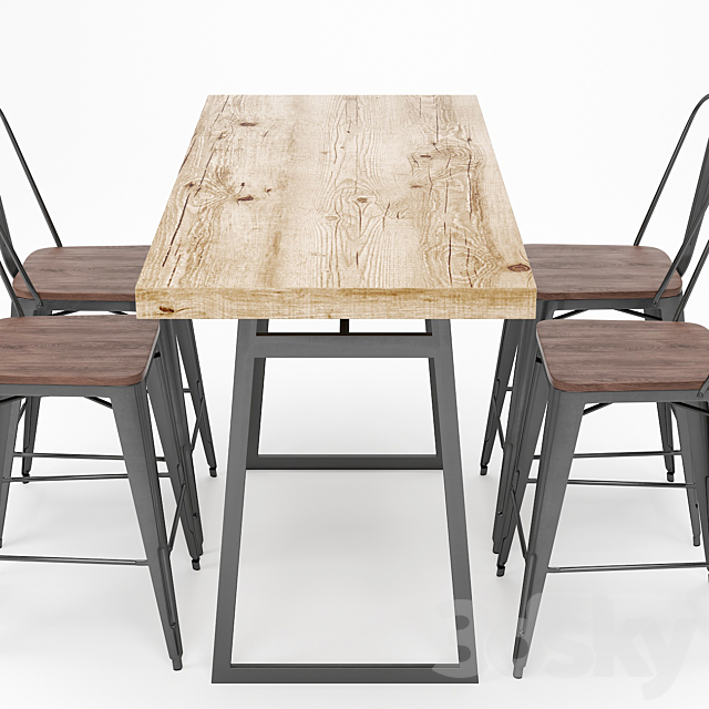 Bar Table and Stool Sets 05 3DS Max Model - thumbnail 2