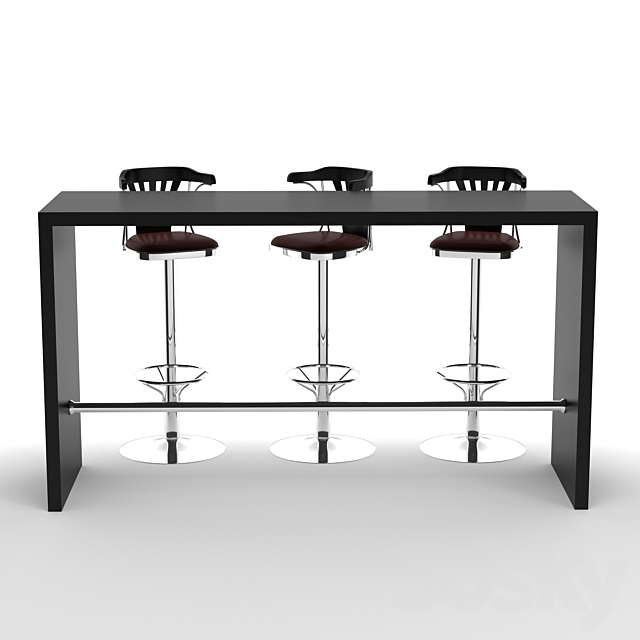 Bar table & chair 3DS Max Model - thumbnail 2