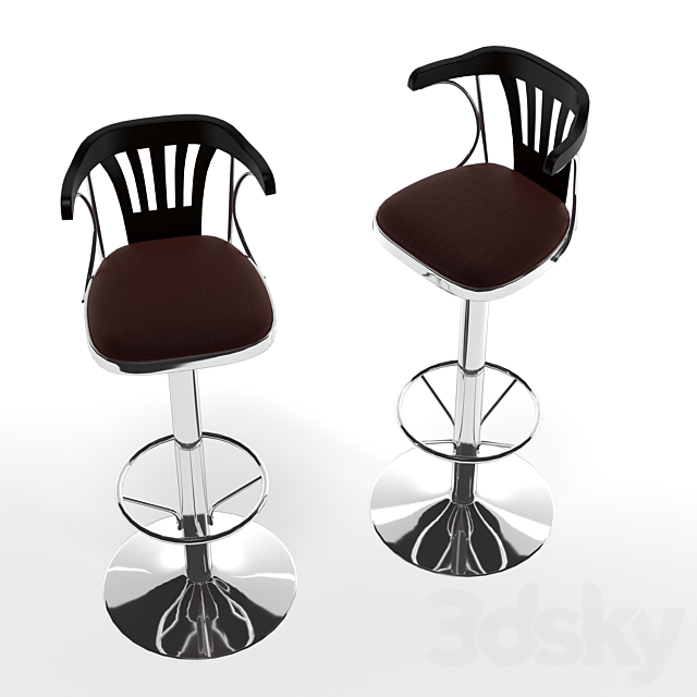 Bar table & chair 3DS Max Model - thumbnail 4