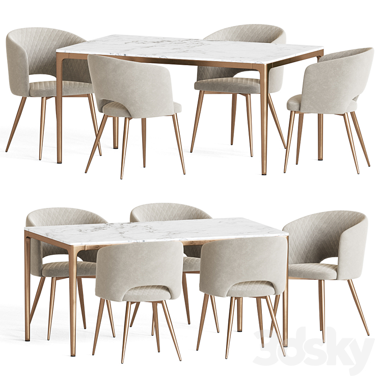 Basel Chair Canto Table Dining Set 3DS Max - thumbnail 2