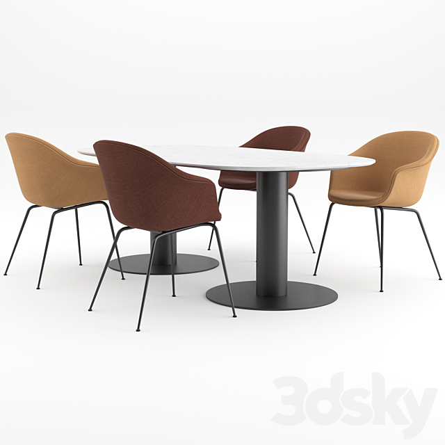 Bat Dining Chair + Marble tables by GUBI 3DS Max Model - thumbnail 2