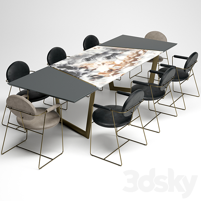 Baxter Dining Set 3DS Max Model - thumbnail 4