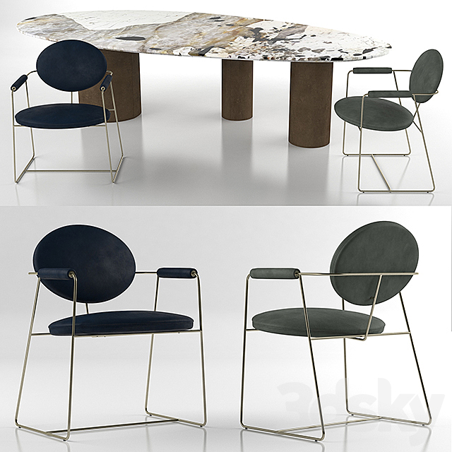 Baxter Gemma chair and Baxter Lagos table 3DSMax File - thumbnail 1