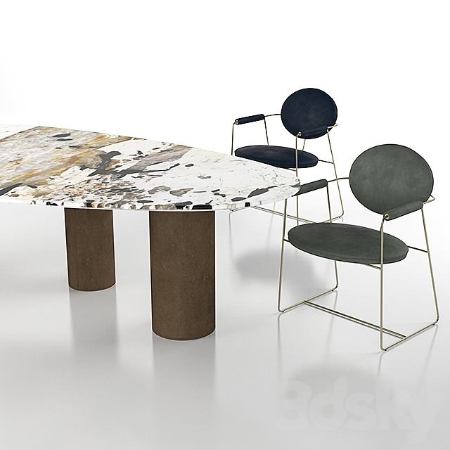 Baxter Gemma chair and Baxter Lagos table 3DSMax File - thumbnail 3